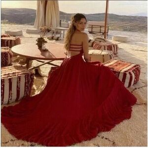 Free People Extratropical Maxi Dress Queen of Hearts Red Medium NWT